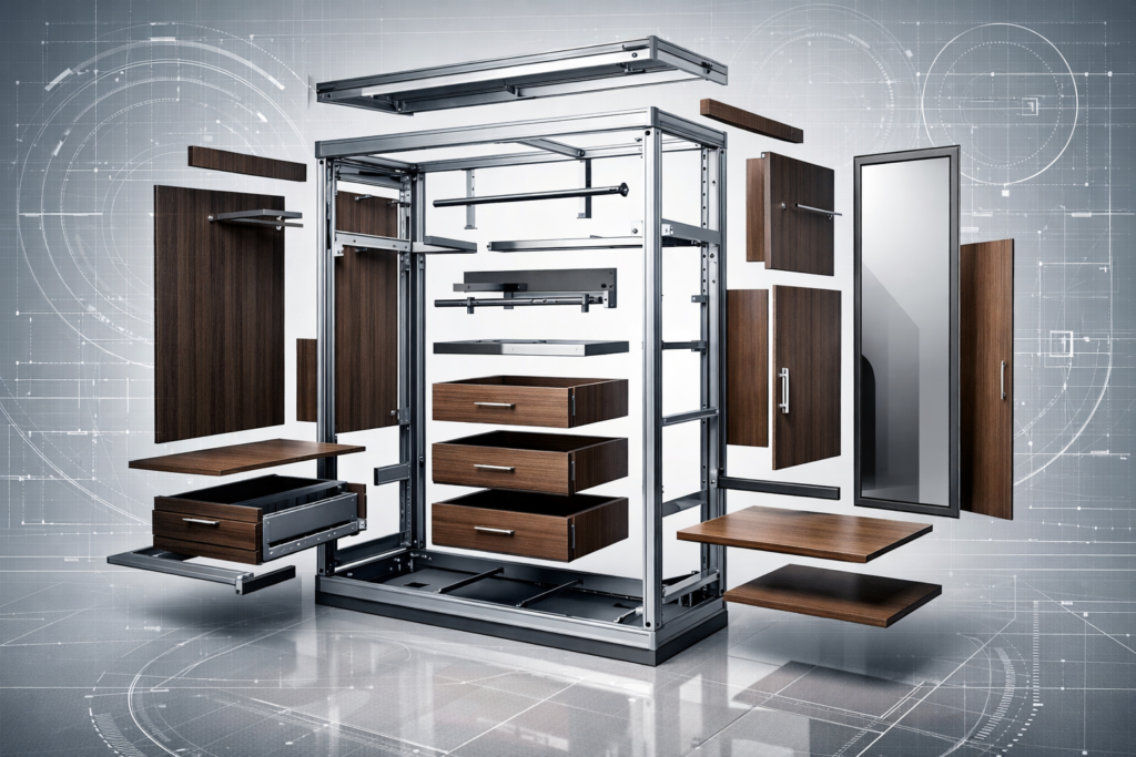 Cita Marine furniture production facility and modular part storage area.