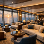 Spacious luxury cruise lounge featuring custom marine furniture designs by CITA Marine.
