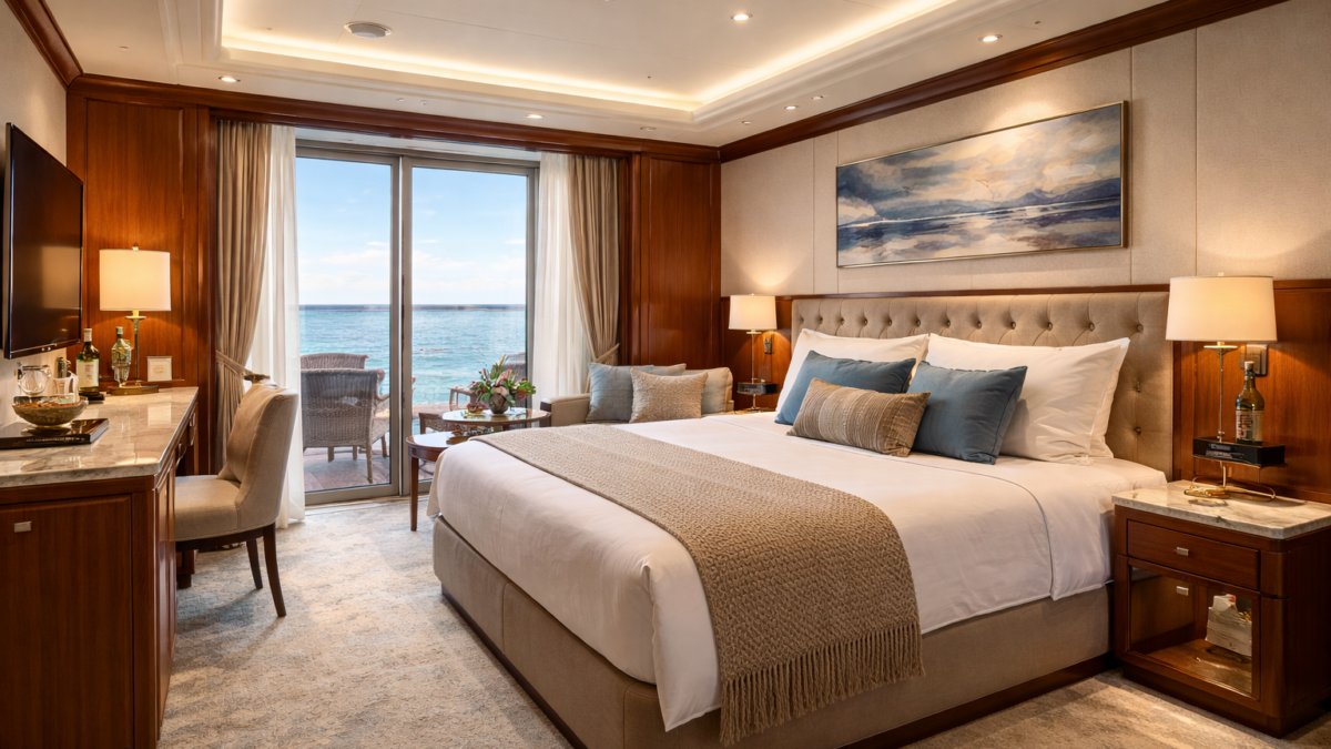 Wheelmark certified marine interior cabin designed in compliance with IMO and SOLAS fire safety standards