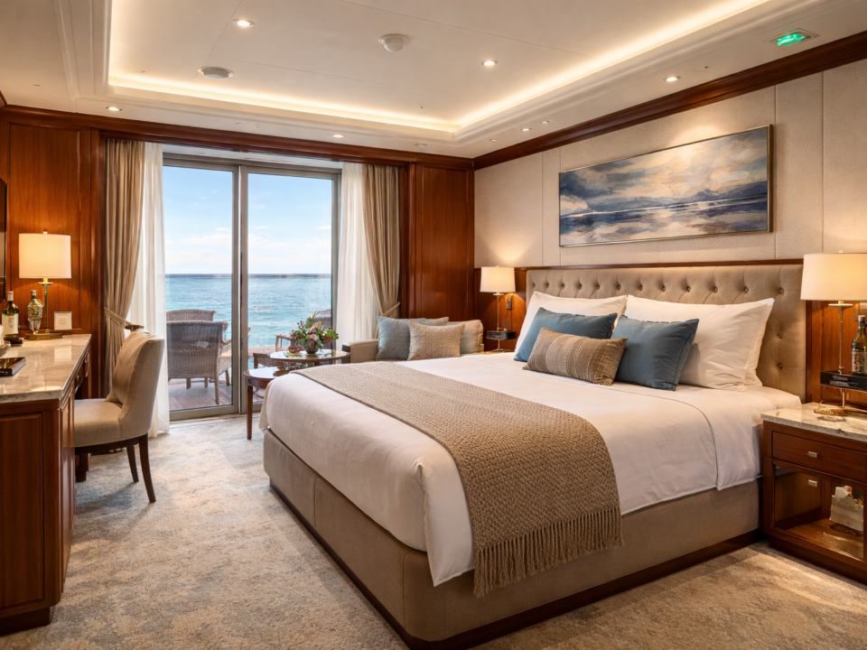 Wheelmark certified marine interior cabin designed in compliance with IMO and SOLAS fire safety standards